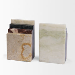 Corte Beige Mixed Marble Stacked Bookends