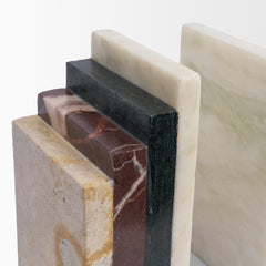 Corte Beige Mixed Marble Stacked Bookends