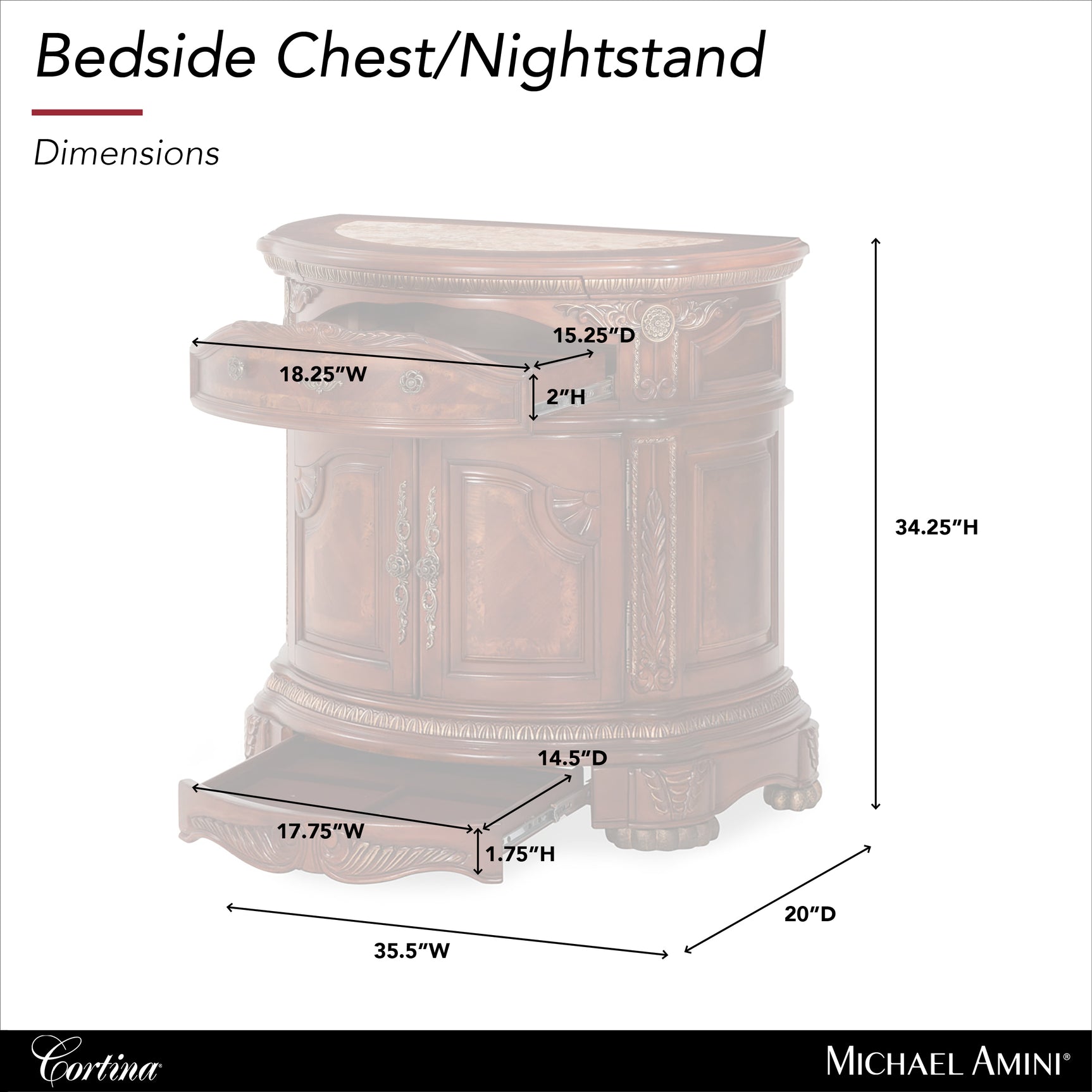 Cortina Honey Walnut Bedside Chest - Ornate Home