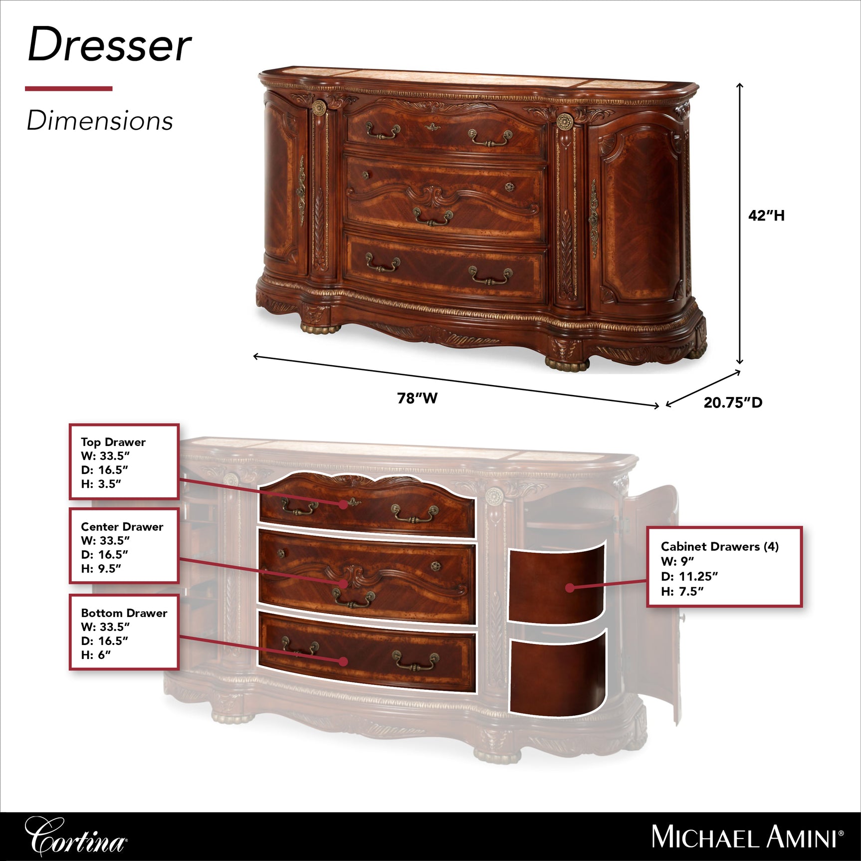 Cortina Honey Walnut Dresser - Ornate Home