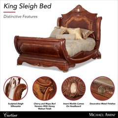 Cortina Honey Walnut Eastern King Sleigh Bed - Ornate Home