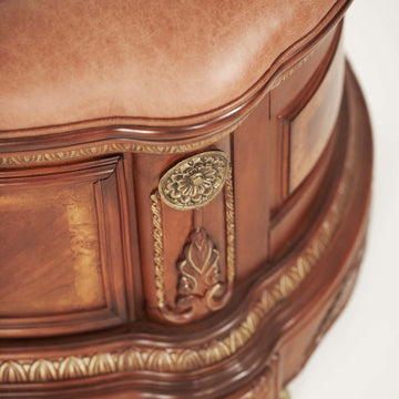 Cortina Honey Walnut Leather Bedside Bench - Ornate Home