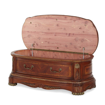 Cortina Honey Walnut Leather Bedside Bench - Ornate Home