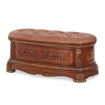 Cortina Honey Walnut Leather Bedside Bench - Ornate Home