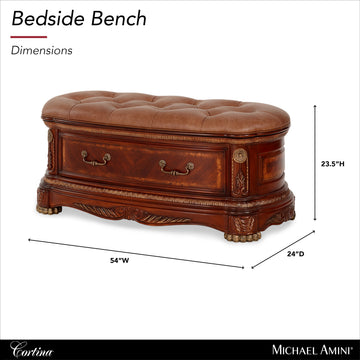 Cortina Honey Walnut Leather Bedside Bench - Ornate Home