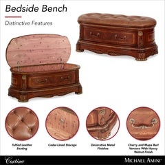 Cortina Honey Walnut Leather Bedside Bench - Ornate Home