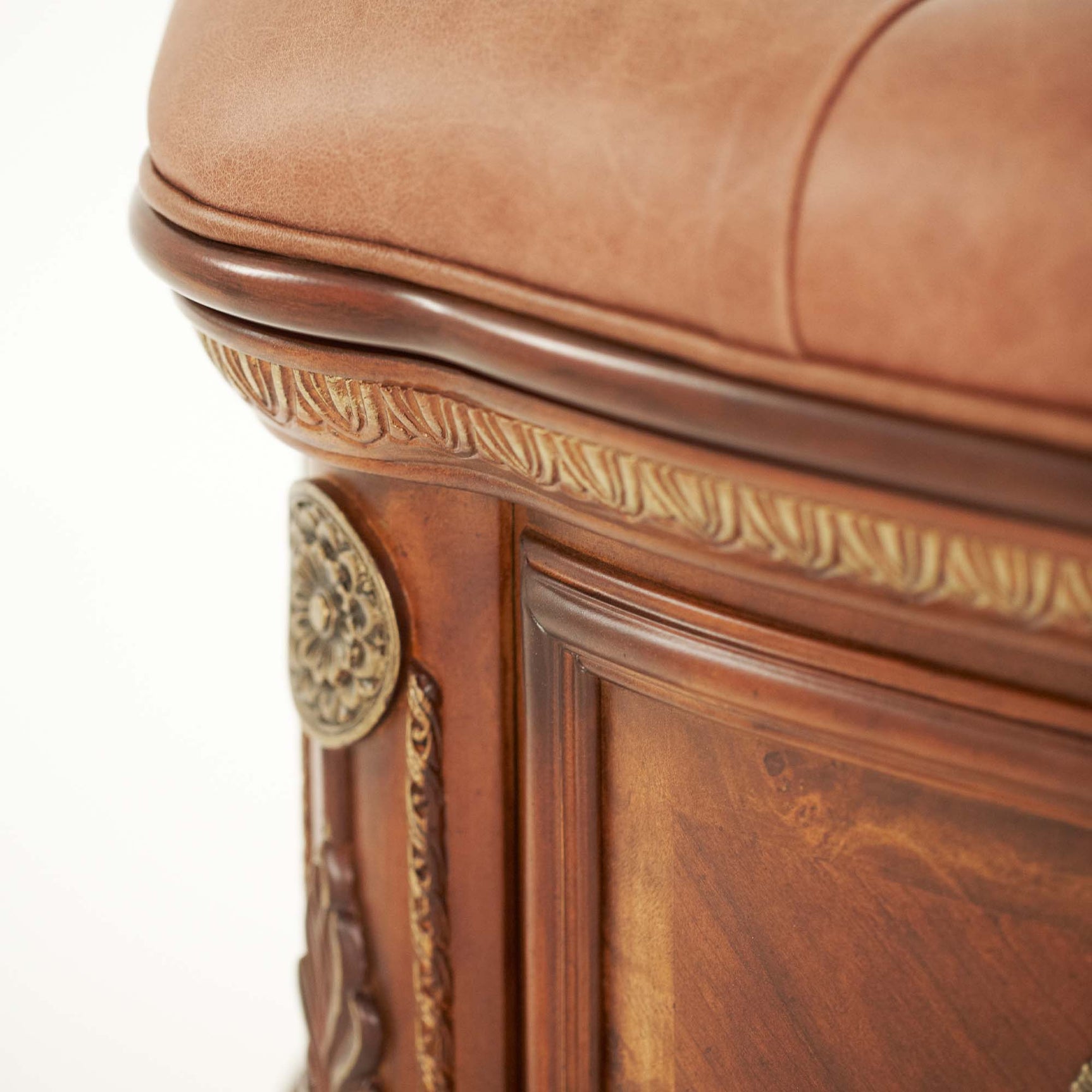 Cortina Honey Walnut Leather Bedside Bench - Ornate Home