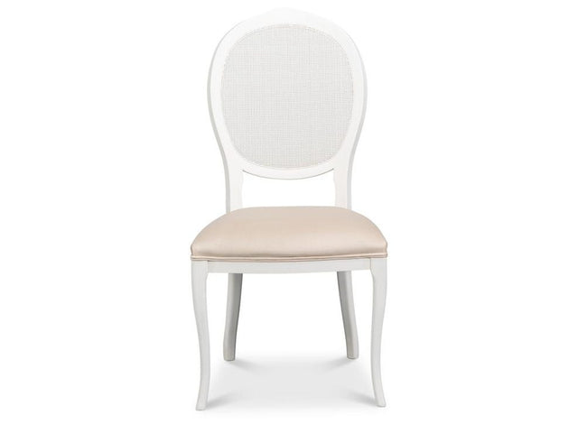 Cortina White Oval Cane Back Side Chair (Set of 2) - Ornate Home