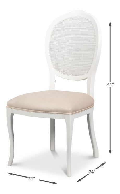 Cortina White Oval Cane Back Side Chair (Set of 2) - Ornate Home