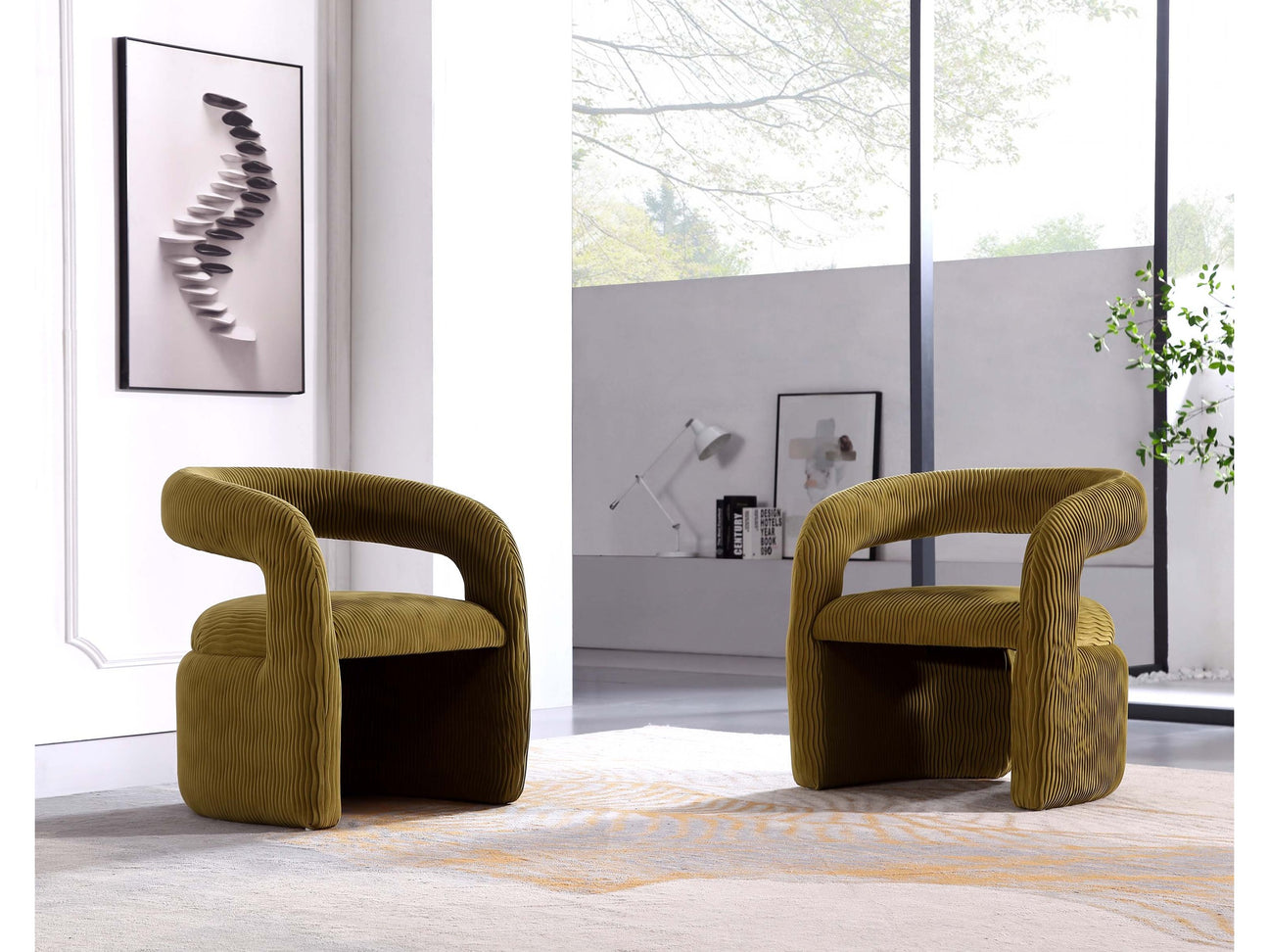 Corvette Dining Chairs in Olive Green (set of 2) - Ornate Home