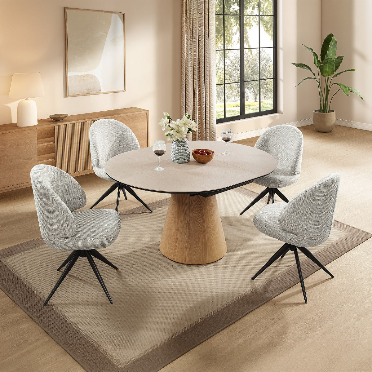 Corwin Gray Side Chair W/Swivel (Set-2)