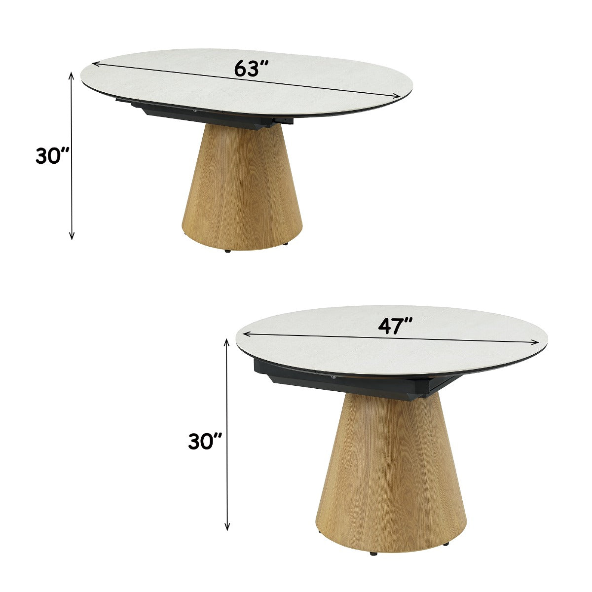 Corwin Natural Round Dining Table W/Ceramic Top