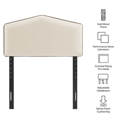 Cosette Alabaster Performance Velvet Twin Size Headboard - Ornate Home
