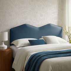 Cosette Cadet Blue Performance Velvet Queen Size Headboard - Ornate Home