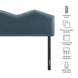 Cosette Cadet Blue Performance Velvet Queen Size Headboard - Ornate Home
