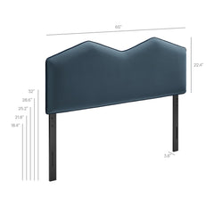 Cosette Cadet Blue Performance Velvet Queen Size Headboard - Ornate Home