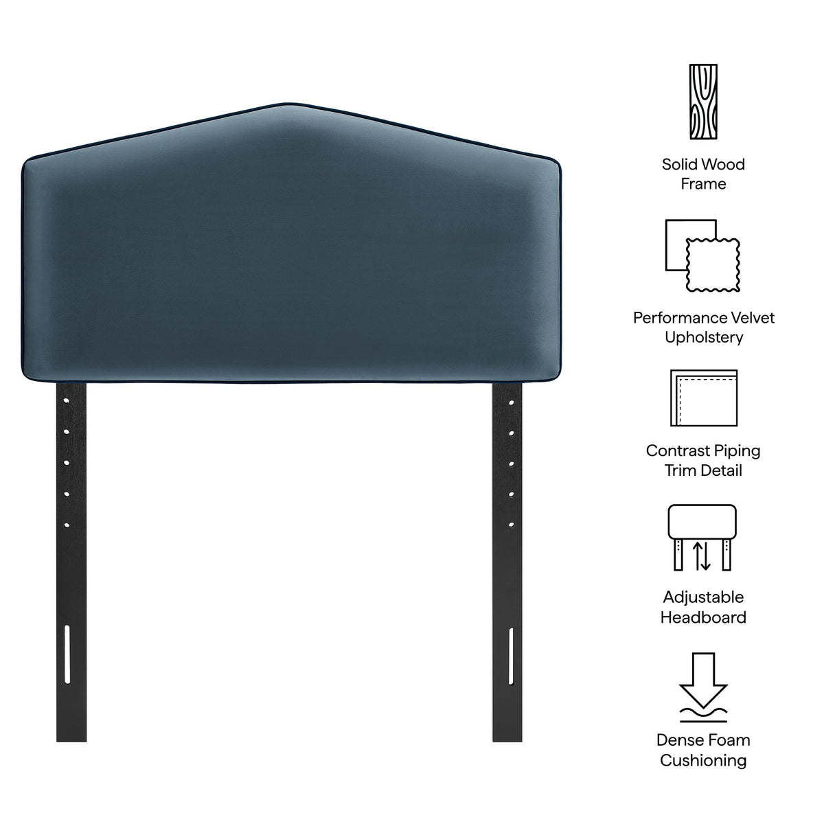 Cosette Cadet Blue Performance Velvet Twin Size Headboard - Ornate Home