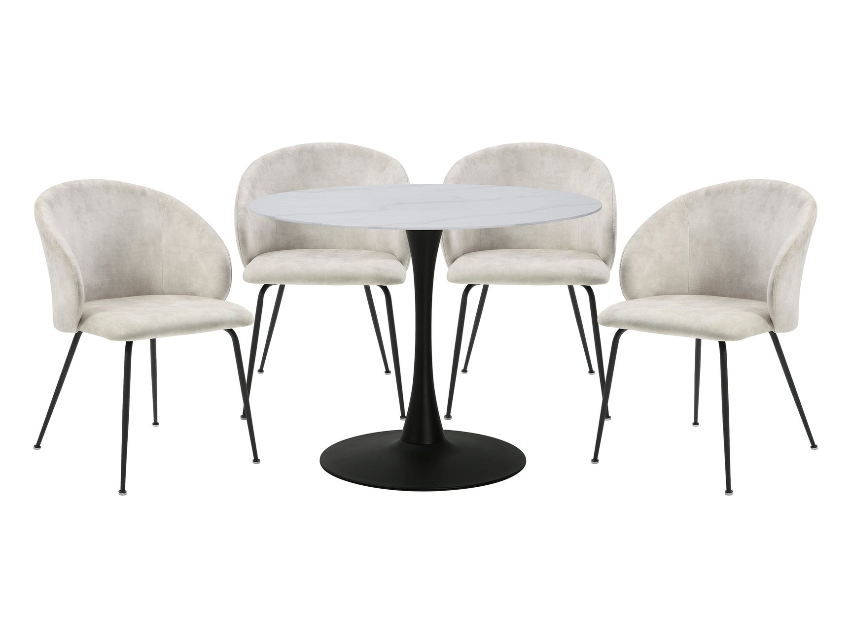 Cosimo White/Beige/Black 5-Piece Dining Table Set - Ornate Home