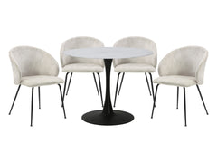 Cosimo White/Beige/Black 5-Piece Dining Table Set - Ornate Home
