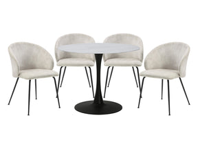 Cosimo White/Beige/Black 5-Piece Dining Table Set - Ornate Home
