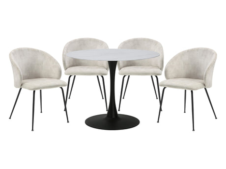 Cosimo White/Beige/Black 5-Piece Dining Table Set - Ornate Home