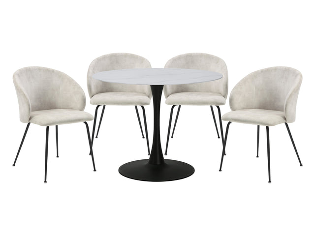 Cosimo White/Beige/Black 5-Piece Dining Table Set - Ornate Home