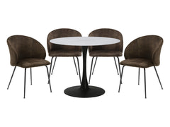 Cosimo White/Brown/Black 5-Piece Dining Table Set - Ornate Home