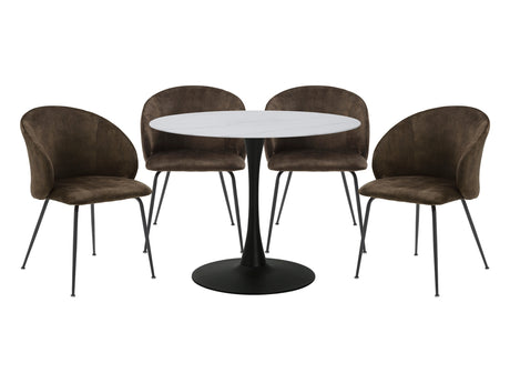 Cosimo White/Brown/Black 5-Piece Dining Table Set - Ornate Home