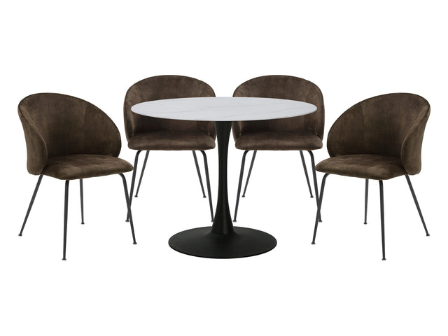 Cosimo White/Brown/Black 5-Piece Dining Table Set - Ornate Home