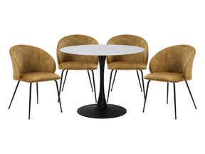 Cosimo White/Mustard/Black 5-Piece Dining Table Set - Ornate Home
