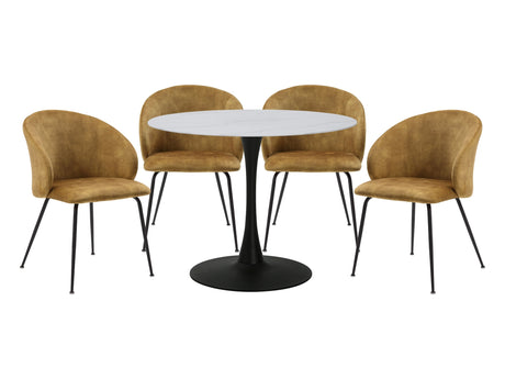 Cosimo White/Mustard/Black 5-Piece Dining Table Set - Ornate Home