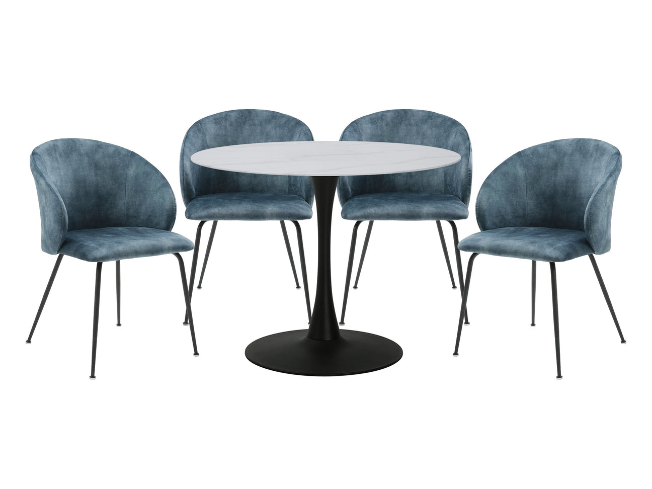 Cosimo White/Teal/Black 5-Piece Dining Table Set - Ornate Home