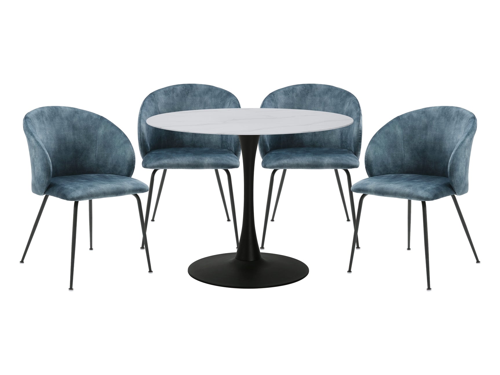 Cosimo White/Teal/Black 5-Piece Dining Table Set - Ornate Home