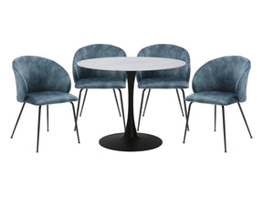 Cosimo White/Teal/Black 5-Piece Dining Table Set - Ornate Home