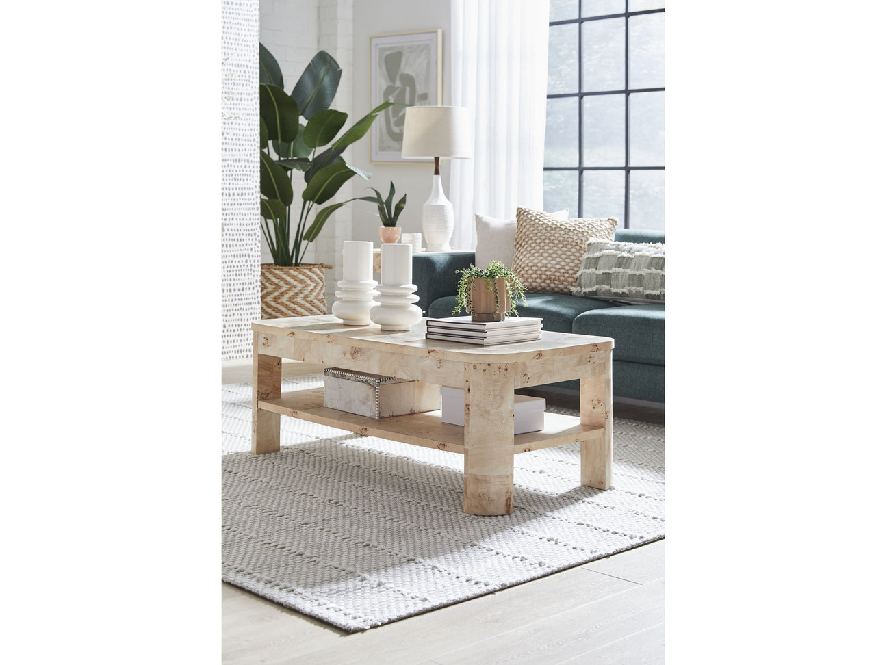 Cosmo Mappa Burl Coffee Table in Amber Kiss - Ornate Home