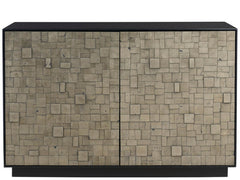 Cosmo Matte Black 48" Wide Two-Door Chest With Pyrite Texture - Ornate Home