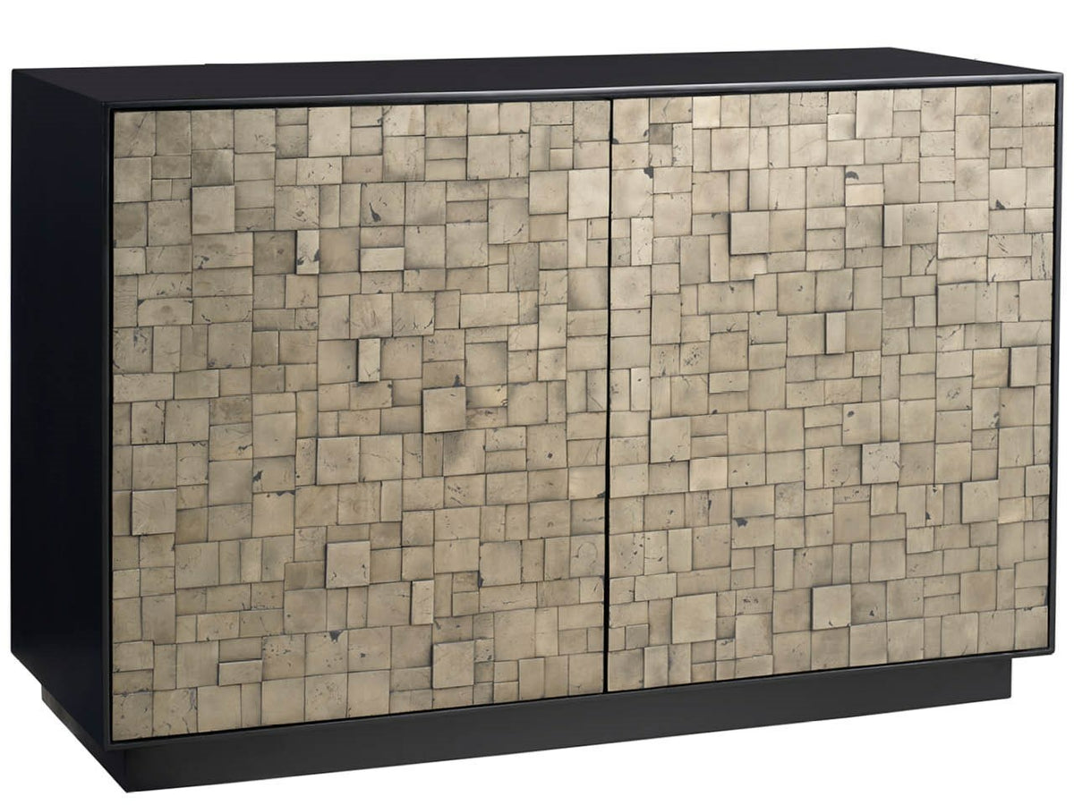 Cosmo Matte Black 48" Wide Two-Door Chest With Pyrite Texture - Ornate Home