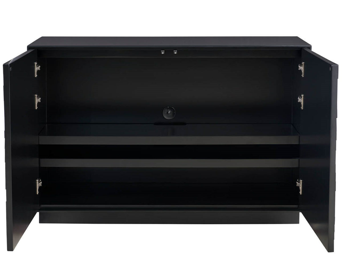 Cosmo Matte Black 48" Wide Two-Door Chest With Pyrite Texture - Ornate Home