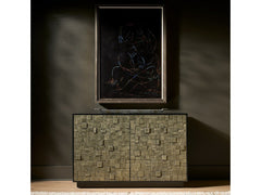 Cosmo Matte Black 48" Wide Two-Door Chest With Pyrite Texture - Ornate Home
