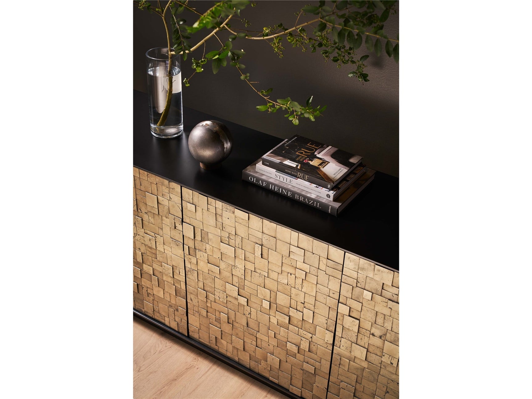 Cosmo Pyrite/Matte Black Credenza - Ornate Home