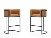 Cosmopolitan Barstool in Camel and Black (set of 2) - Ornate Home