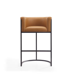 Cosmopolitan Barstool in Camel and Black (set of 2) - Ornate Home
