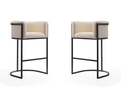 Cosmopolitan Barstool in Cream and Black (set of 2) - Ornate Home