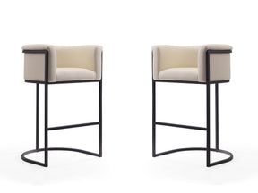 Cosmopolitan Barstool in Cream and Black (set of 2) - Ornate Home