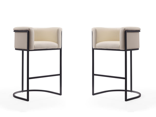 Cosmopolitan Barstool in Cream and Black (set of 2) - Ornate Home