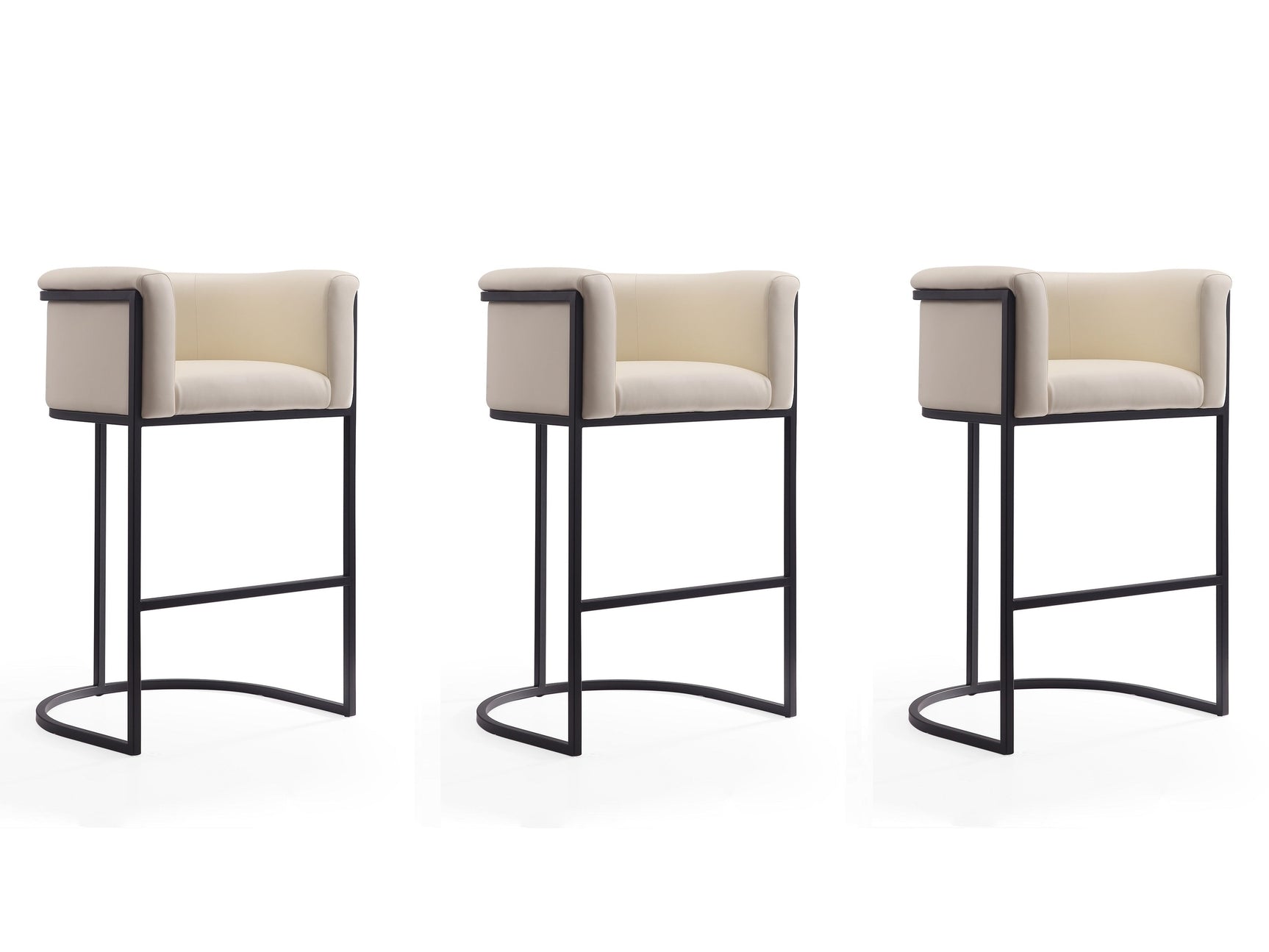 Cosmopolitan Barstool in Cream and Black (set of 3) - Ornate Home