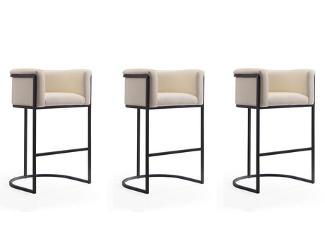 Cosmopolitan Barstool in Cream and Black (set of 3) - Ornate Home