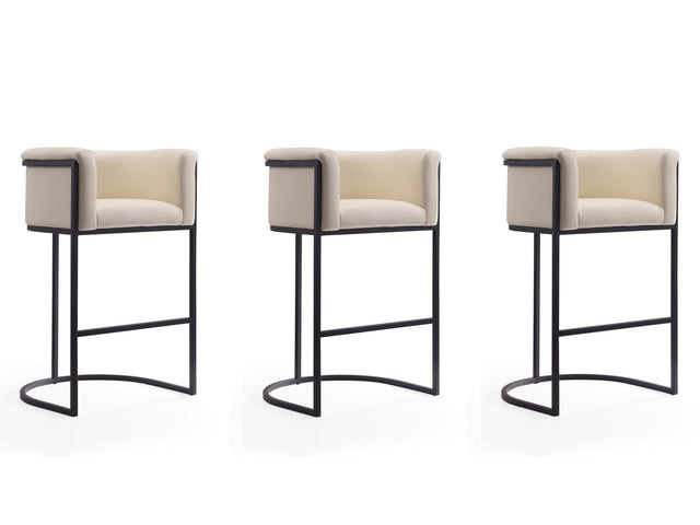 Cosmopolitan Barstool in Cream and Black (set of 3) - Ornate Home