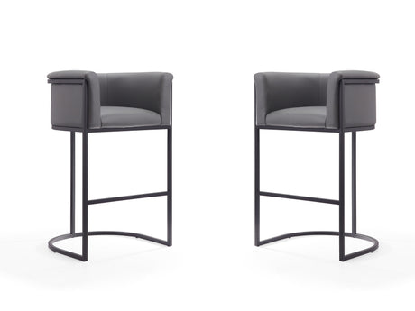 Cosmopolitan Barstool in Grey and Black (set of 2) - Ornate Home