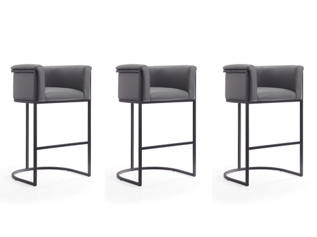 Cosmopolitan Barstool in Grey and Black (set of 3) - Ornate Home
